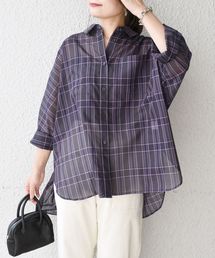 シアーチェックドルマンビッグシャツ◇