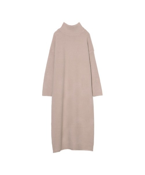 [低身長サイズ有][洗える]前後2WAYハイネック指穴マキシニットワンピース