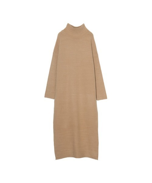 [低身長サイズ有][洗える]前後2WAYハイネック指穴マキシニットワンピース