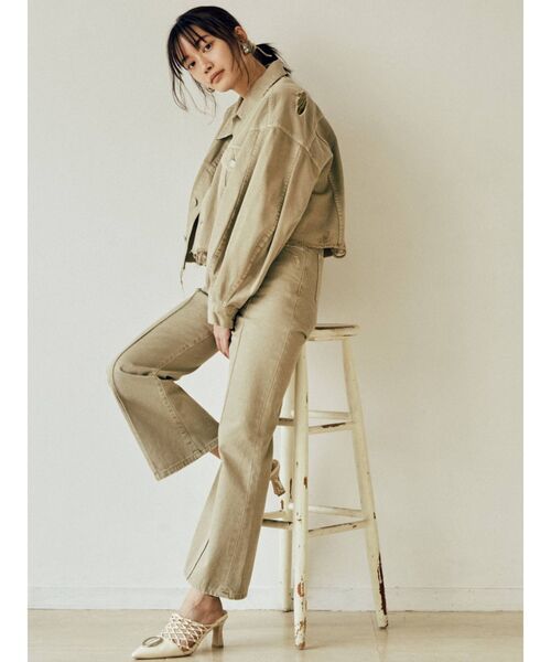 MURUA(ムルーア)の「コクーンスリーブジャケット(デニムジャケット・レディース・ベージュ/パープル/ブルー・FREE)」の6枚目の写真