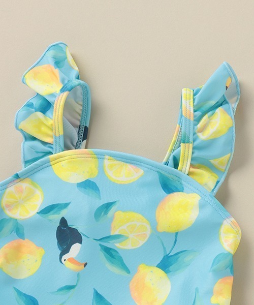 Love&Peace&Money（ラブアンドピースアンドマネー）の「オオハシレモン柄ワンピース水着 【SWIM】（水着・キッズ・ライトブルー・100-110cm/80-90cm/120-130cm/80-90）」の3枚目の写真