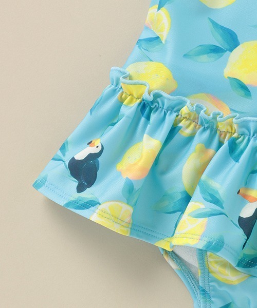 Love&Peace&Money（ラブアンドピースアンドマネー）の「オオハシレモン柄ワンピース水着 【SWIM】（水着・キッズ・ライトブルー・100-110cm/80-90cm/120-130cm/80-90）」の4枚目の写真