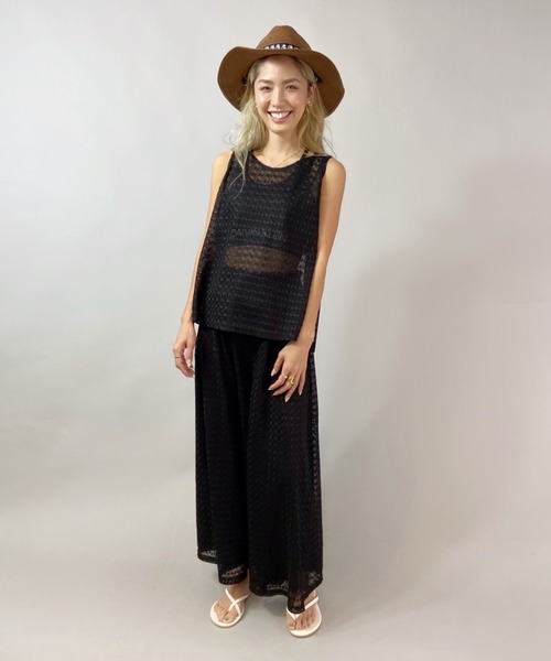 LIPSERVICE（リップサービス）の「LIP SERVICE/リップサービス　かぎ編みシースルータンクトップ　364220（タンクトップ・レディース・ブラック/ホワイト・M）」の5枚目の写真