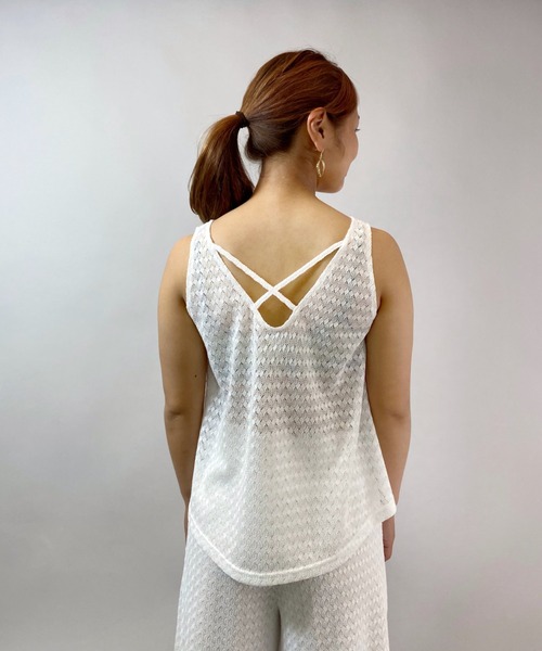 LIPSERVICE（リップサービス）の「LIP SERVICE/リップサービス　かぎ編みシースルータンクトップ　364220（タンクトップ・レディース・ブラック/ホワイト・M）」の10枚目の写真