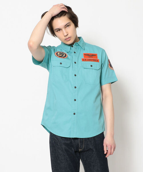 AVIREX（アヴィレックス）の「ミリタリー パッチド シャツ ヴァンス AFB/SS MILI PATCHED SHIRTS VANCE AFB/アヴィレックス/AVIREX（シャツ/ブラウス・メンズ・ブラック/オフホワイト/ブラウン/サックスブルー・XX-LARGE/LARGE/MEDIUM/X-LARGE）」の6枚目の写真