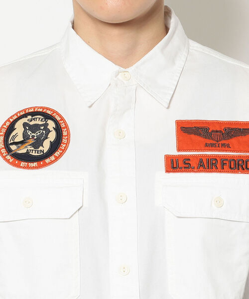 AVIREX（アヴィレックス）の「ミリタリー パッチド シャツ ヴァンス AFB/SS MILI PATCHED SHIRTS VANCE AFB/アヴィレックス/AVIREX（シャツ/ブラウス・メンズ・ブラック/オフホワイト/ブラウン/サックスブルー・XX-LARGE/LARGE/MEDIUM/X-LARGE）」の10枚目の写真
