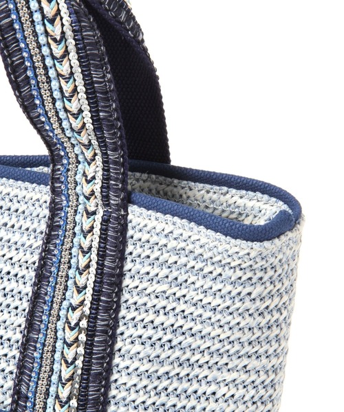 BAYFLOW（ベイフロー）の「21SSビーズテープロゴトートM（トートバッグ・レディース・ナチュラル/ライトブルー・FREE）」の3枚目の写真