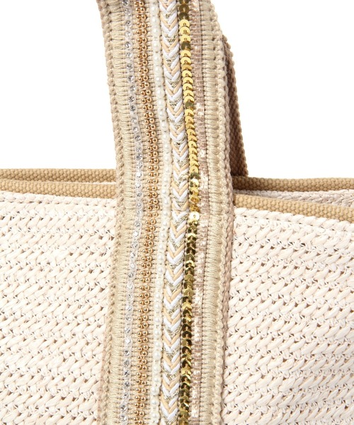 BAYFLOW（ベイフロー）の「21SSビーズテープロゴトートM（トートバッグ・レディース・ナチュラル/ライトブルー・FREE）」の12枚目の写真