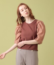 コンビパフスリーブブラウス