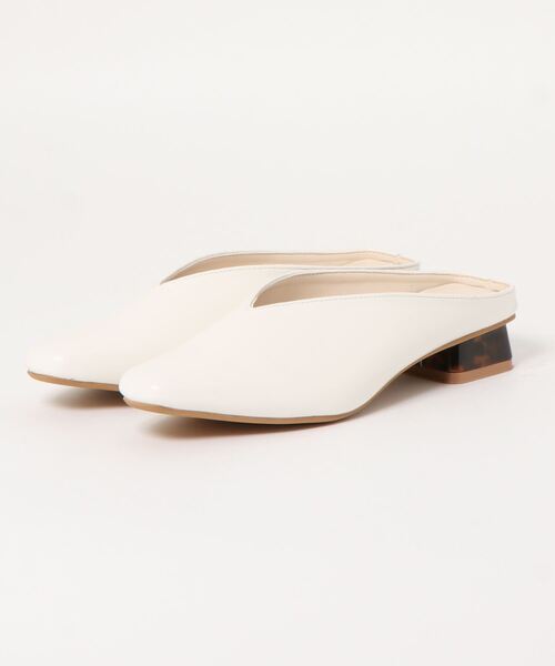 KOBE LETTUCE（コウベレタス）の「スクエアトゥVカット台形ヒールバブーシュ（その他シューズ・レディース・ホワイト/ミント/アイボリー/ブラック・M/S/L/LL）」の16枚目の写真