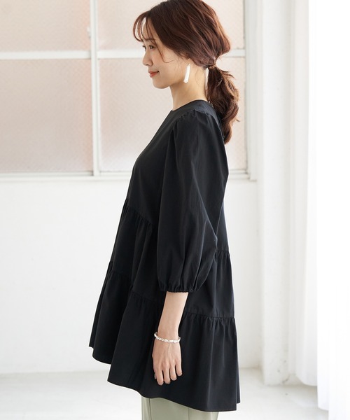 ROPE' PICNIC（ロペピクニック）の「バックリボンティアードチュニックブラウス（シャツ/ブラウス・レディース・ホワイト/ブラック/ミント・38）」の4枚目の写真