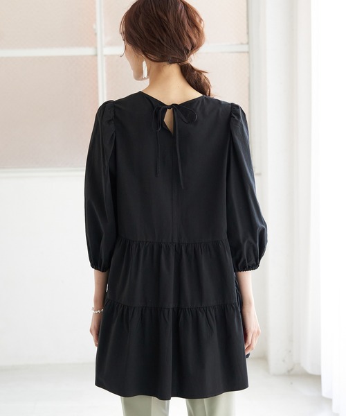 ROPE' PICNIC（ロペピクニック）の「バックリボンティアードチュニックブラウス（シャツ/ブラウス・レディース・ホワイト/ブラック/ミント・38）」の5枚目の写真