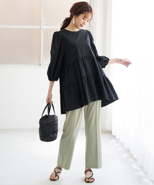 ROPE' PICNIC（ロペピクニック）の「バックリボンティアードチュニックブラウス（シャツ/ブラウス・レディース・ホワイト/ブラック/ミント・38）」の13枚目の写真