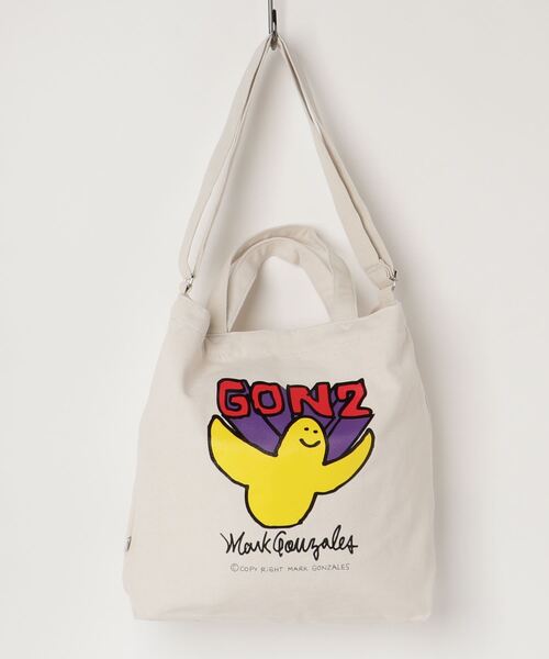 Mark Gonzales（マーク・ゴンザレス）の「MARK GONZALES/マークゴンザレス　ヘビーキャンバス プリント入り 2WAYトートバッグ（トートバッグ・メンズ・ホワイト系その他/ホワイト系その他2・FREE）」の2枚目の写真