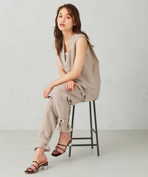 Feroux(フェルゥ)の「【sont. by Feroux】リネンライク パンツ(その他パンツ・レディース・ライトグレー系/ダークブラウン系/アイボリー系・1/2)」の4枚目の写真