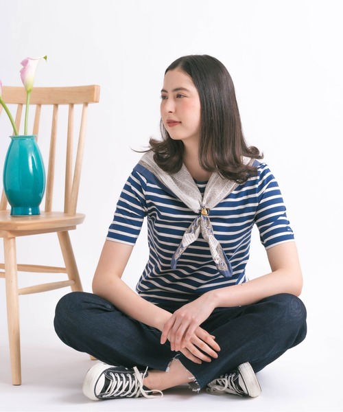 SAINT JAMES（セントジェームス）の「SAINT JAMES / セントジェームス  LEVANT MODERN　レヴェンド ボートネックTシャツ 9863（Tシャツ/カットソー・レディース・ブルー系その他/ホワイト系その他3/ホワイト系その他2/ホワイト系その他/ブルー系その他2・X-SMALL/SMALL/MEDIUM）」の18枚目の写真