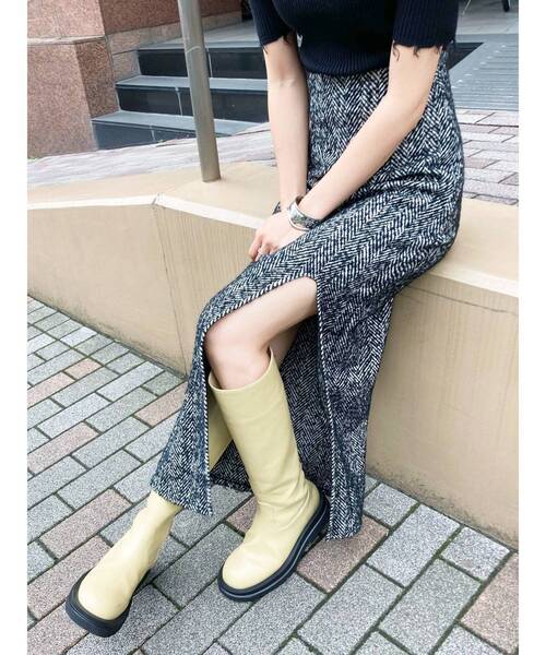 EMODA(エモダ)の「ストレートロングスカート(スカート・レディース・グリーン/ブラック・MEDIUM/SMALL)」の5枚目の写真