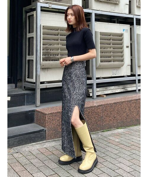 EMODA(エモダ)の「ストレートロングスカート(スカート・レディース・グリーン/ブラック・MEDIUM/SMALL)」の6枚目の写真