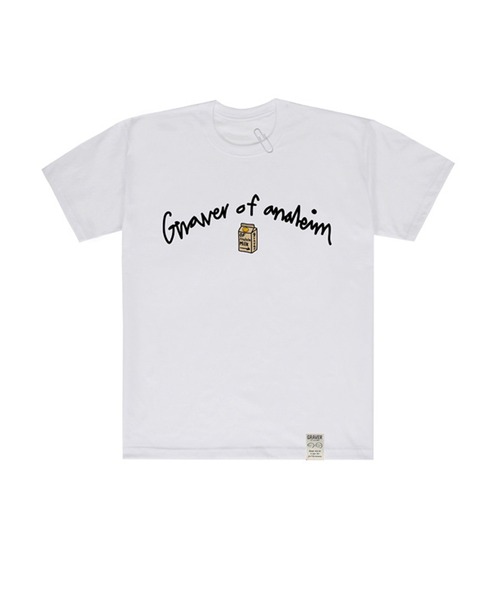 A'GEM9(エージェムナイン)の「『GRAVER OF ANAHEIM/グレイバーオブアナハイム』Drawing Logo Dot Smile Milk Pack White Clip Short Sleeve Tee/ 手書き風ロゴ ドット クリップ 半袖 Tシャツ(Tシャツ/カットソー・レディース・ホワイト/ブラック/ブルー・M)」の8枚目の写真