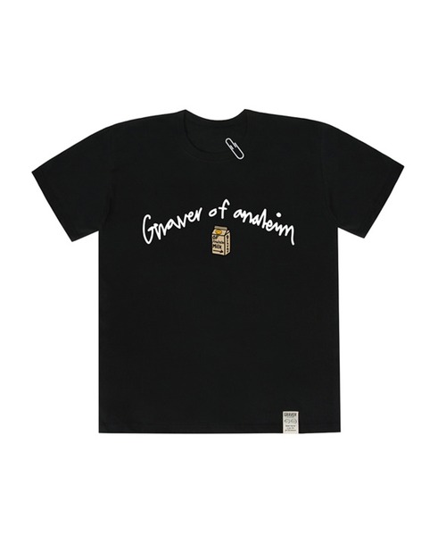 A'GEM9(エージェムナイン)の「『GRAVER OF ANAHEIM/グレイバーオブアナハイム』Drawing Logo Dot Smile Milk Pack White Clip Short Sleeve Tee/ 手書き風ロゴ ドット クリップ 半袖 Tシャツ(Tシャツ/カットソー・レディース・ホワイト/ブラック/ブルー・M)」の5枚目の写真