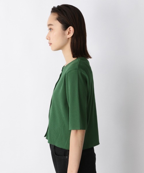 JEANASIS(ジーナシス)の「コットンリブクロップドクルーネックカーディガン/216208(カーディガン/ボレロ・レディース・ブラック/グリーン/アイボリー・FREE)」の8枚目の写真