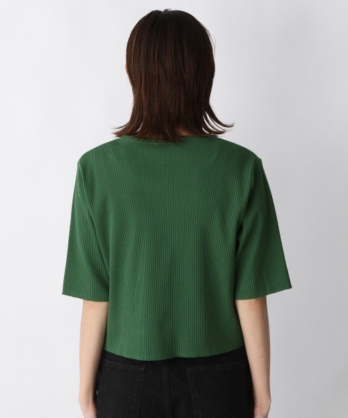 JEANASIS(ジーナシス)の「コットンリブクロップドクルーネックカーディガン/216208(カーディガン/ボレロ・レディース・ブラック/グリーン/アイボリー・FREE)」の9枚目の写真