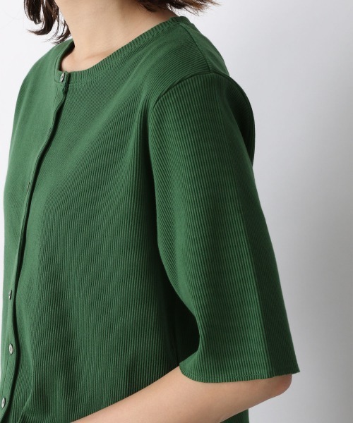 JEANASIS(ジーナシス)の「コットンリブクロップドクルーネックカーディガン/216208(カーディガン/ボレロ・レディース・ブラック/グリーン/アイボリー・FREE)」の11枚目の写真