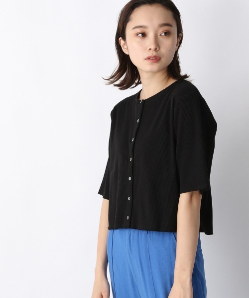 JEANASIS(ジーナシス)の「コットンリブクロップドクルーネックカーディガン/216208(カーディガン/ボレロ・レディース・ブラック/グリーン/アイボリー・FREE)」の17枚目の写真