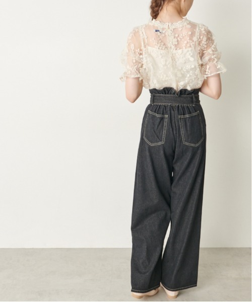 OLIVE des OLIVE(オリーブデオリーブ)の「スタイル良く見せデニムワイドパンツ(デニムパンツ・レディース・ブラック/ワンウォッシュ・FREE)」の8枚目の写真