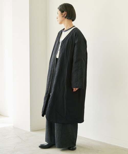 nitca(ニトカ)の「C/Cu/Liラチネ中綿ロングブルゾン(ブルゾン・レディース・ネイビー/アイボリー・FREE)」の11枚目の写真