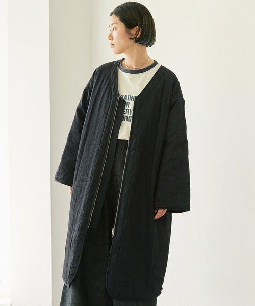 nitca(ニトカ)の「C/Cu/Liラチネ中綿ロングブルゾン(ブルゾン・レディース・ネイビー/アイボリー・FREE)」の14枚目の写真