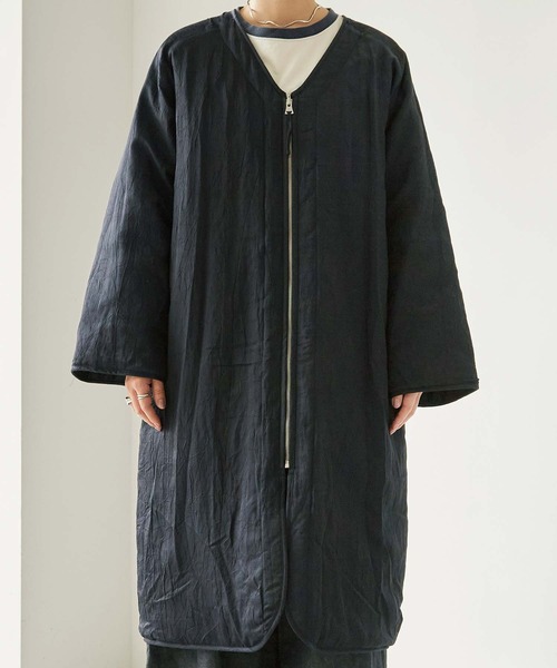 nitca(ニトカ)の「C/Cu/Liラチネ中綿ロングブルゾン(ブルゾン・レディース・ネイビー/アイボリー・FREE)」の18枚目の写真