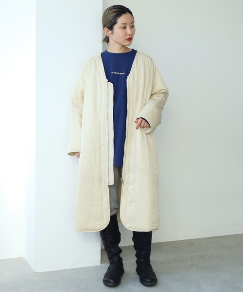 nitca(ニトカ)の「C/Cu/Liラチネ中綿ロングブルゾン(ブルゾン・レディース・ネイビー/アイボリー・FREE)」の22枚目の写真