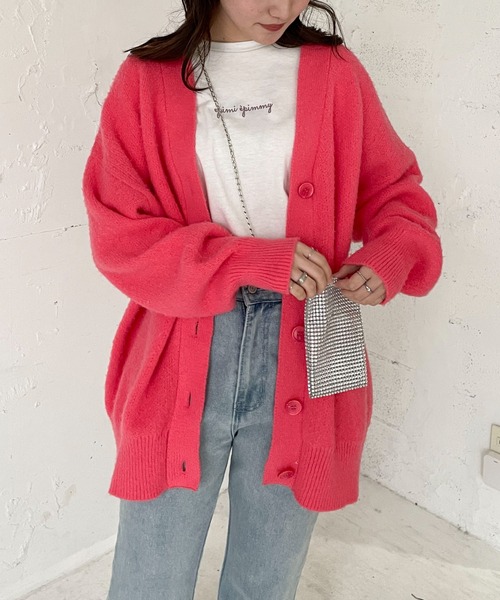 EPIMI E'PIMMY(エピミエピミー)の「《ユニセックス》Vネックオーバーカーディガン(カーディガン/ボレロ・レディース・オフホワイト/ブラック/ベージュ/オレンジ/ピンク/ブルー・MEDIUM)」の5枚目の写真