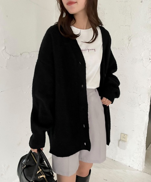 EPIMI E'PIMMY(エピミエピミー)の「《ユニセックス》Vネックオーバーカーディガン(カーディガン/ボレロ・レディース・オフホワイト/ブラック/ベージュ/オレンジ/ピンク/ブルー・MEDIUM)」の3枚目の写真