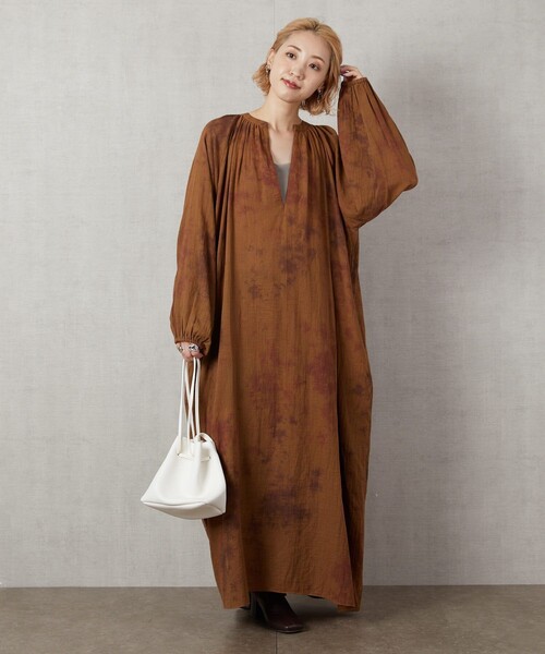 FREAK'S STORE（フリークスストア）の「▽【WEB限定】インドタイダイスッキパーワンピース（ワンピース・レディース・ベージュ/ブラウン/ブルー・ﾌﾘ-）」の18枚目の写真