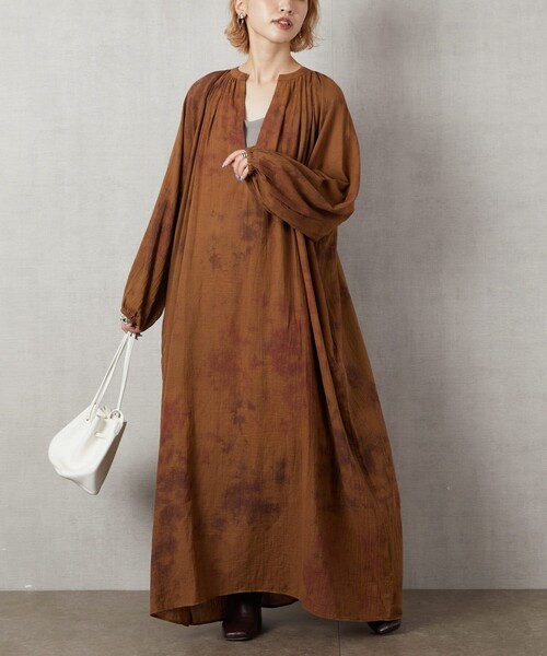 FREAK'S STORE（フリークスストア）の「▽【WEB限定】インドタイダイスッキパーワンピース（ワンピース・レディース・ベージュ/ブラウン/ブルー・ﾌﾘ-）」の12枚目の写真