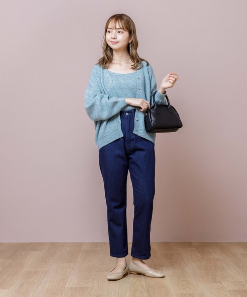 flower（フラワー）の「フラッフィアンサンブルニット（カーディガン/ボレロ・レディース・ベージュ/ブルー・FREE）」の11枚目の写真