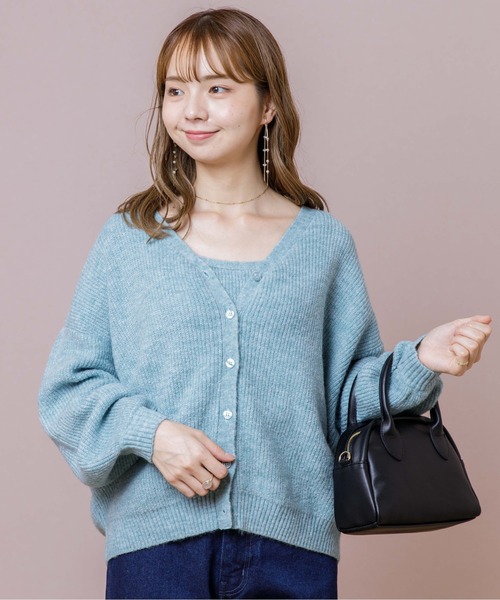 flower（フラワー）の「フラッフィアンサンブルニット（カーディガン/ボレロ・レディース・ベージュ/ブルー・FREE）」の12枚目の写真