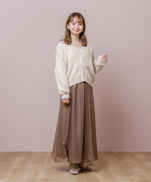 flower（フラワー）の「フラッフィアンサンブルニット（カーディガン/ボレロ・レディース・ベージュ/ブルー・FREE）」の14枚目の写真