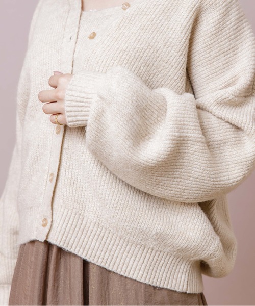 flower（フラワー）の「フラッフィアンサンブルニット（カーディガン/ボレロ・レディース・ベージュ/ブルー・FREE）」の9枚目の写真