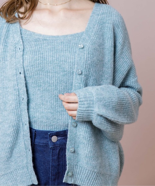 flower（フラワー）の「フラッフィアンサンブルニット（カーディガン/ボレロ・レディース・ベージュ/ブルー・FREE）」の3枚目の写真