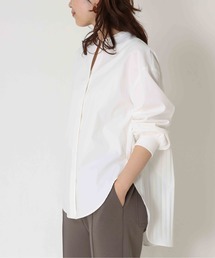 Jines | 【WEB/一部店舗限定販売】袖口がリブ編み/バックプリーツスタンドカラーシャツブラウス(シャツ/ブラウス)