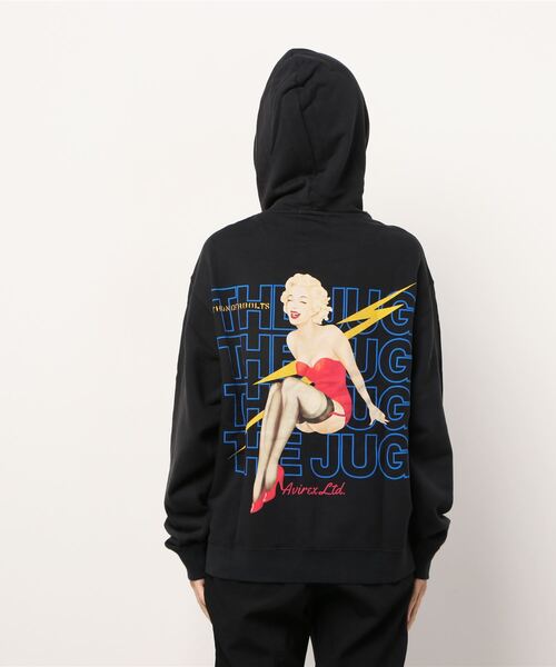 AVIREX（アヴィレックス）の「ピンナップガール プルオーバー パーカー /PIN UP GIRL PULLOVER PARKA（パーカー・レディース・ベージュ/ホワイト/ブラック/ブルーグレー・FREE）」の8枚目の写真