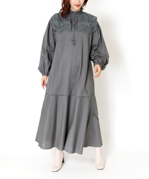 超新作 ワンピース ドレス Jines ジネス のワンピース レース付け衿セット ボリュームスリーブレトロワンピース を購入できます Jines ワンピースレース付け衿セット ボリュームスリーブレトロワンピース ワンピース Jines ジネス の