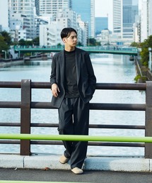 KASHIYAMA | ＜ウォッシャブル＞TECH-POLYESTER オックスフォードストレッチ1タックワイドパンツ(その他パンツ)
