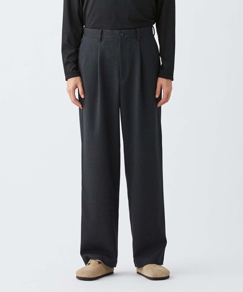 KASHIYAMA（カシヤマ）の「＜ウォッシャブル＞TECH-POLYESTER オックスフォードストレッチ1タックワイドパンツ（その他パンツ・メンズ・ネイビー/グレー・マルチサイズ）」の9枚目の写真