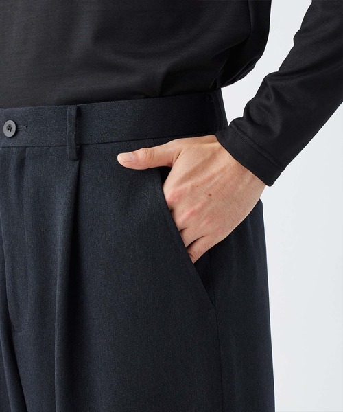 KASHIYAMA（カシヤマ）の「＜ウォッシャブル＞TECH-POLYESTER オックスフォードストレッチ1タックワイドパンツ（その他パンツ・メンズ・ネイビー/グレー・マルチサイズ）」の5枚目の写真