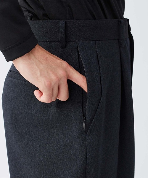KASHIYAMA（カシヤマ）の「＜ウォッシャブル＞TECH-POLYESTER オックスフォードストレッチ1タックワイドパンツ（その他パンツ・メンズ・ネイビー/グレー・マルチサイズ）」の7枚目の写真