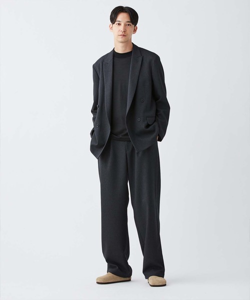 KASHIYAMA（カシヤマ）の「＜ウォッシャブル＞TECH-POLYESTER オックスフォードストレッチ1タックワイドパンツ（その他パンツ・メンズ・ネイビー/グレー・マルチサイズ）」の8枚目の写真